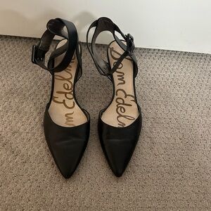Sam Edelman Black Pointed Ankle-Strap Heels
